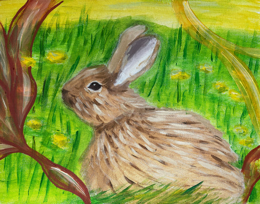 Bunny in the dandelions